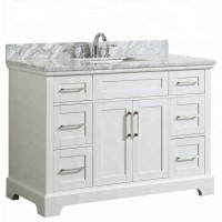 Yongfeng Stone High Quality Italy Bianco Carrara Marble Stone Bathroom Cabinet Unit Top Wood Basin Cabinet