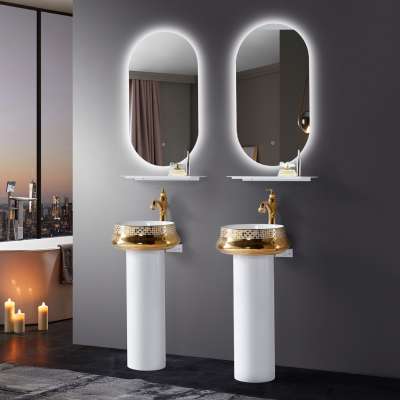 Wholesale stainless steel floor Modern Mirror Vanity Wash Basin Bathroom Cabinet with sink