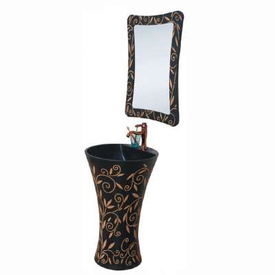 Artistic and antique style Resin pedestal basin floor standing hot sale Resin bathroom cabinet made in Foshan