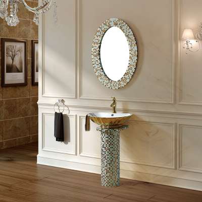 Foshan Mosaic PVC Bathroom Cabinet Manufacturer Small Luxury Bathroom Vanity unit with Mirror