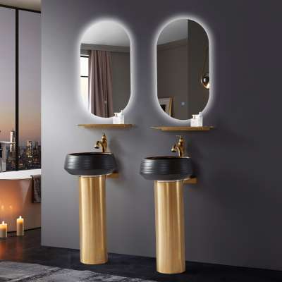 Foshan stainless steel Standing Modern Mirror Vanity Wash Basin Bathroom Cabinet with sink