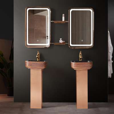 Foshan stainless steel Standing Modern Mirror Vanity Wash Basin Bathroom Cabinet with sink