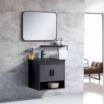 Foshan Modern Simple Furniture Stainless Steel Bathroom Cabinet  Vanity unit with mirror and shelf