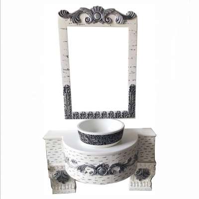 Artistic and antique style Resin pedestal basin floor standing hot sale Resin bathroom cabinet made in Foshan