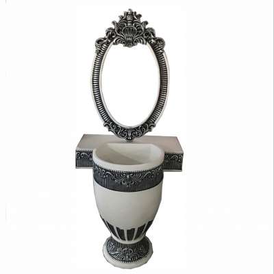 Artistic and antique style Resin pedestal basin floor standing hot sale Resin bathroom cabinet made in Foshan