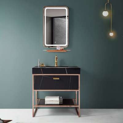 Foshan  New arrival Modern Sintered Stone Bathroom Cabinet Vanity unit with sink