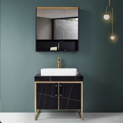 Foshan  New arrival Modern Sintered Stone Bathroom Cabinet Vanity unit with sink