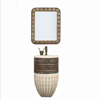 Artistic and antique style Resin pedestal basin floor standing hot sale Resin bathroom cabinet made in Foshan