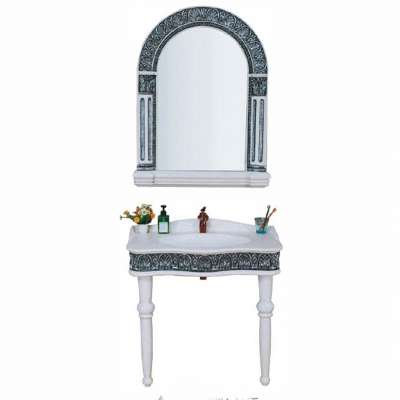 Artistic and antique style Resin pedestal basin floor standing hot sale Resin bathroom cabinet made in Foshan