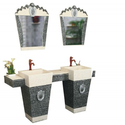 Artistic and antique style Resin pedestal basin floor standing hot sale Resin bathroom cabinet made in Foshan