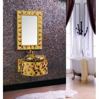 Foshan Luxury Fiberglass Mosaic Bathroom Cabinet Basin Vanity unit with sink