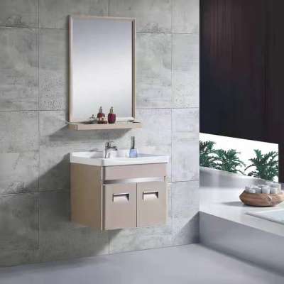 Foshan Modern Simple Furniture Stainless Steel Bathroom Cabinet  Vanity unit with mirror and shelf