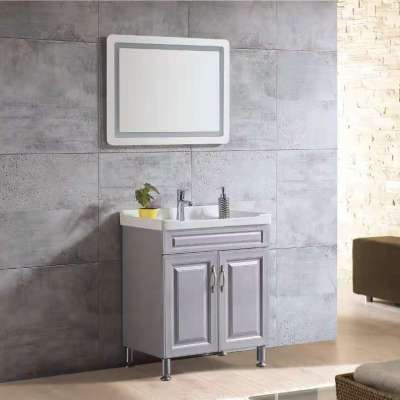 Foshan Modern Simple Furniture Stainless Steel Bathroom Cabinet  Vanity unit with LED light mirror