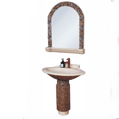 Artistic and antique style Resin pedestal basin floor standing hot sale Resin bathroom cabinet made in Foshan