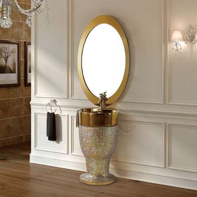 High End Luxury Water-resistant Smooth Surface Vanity unit Mosaic fiberglass Bathroom Cabinet