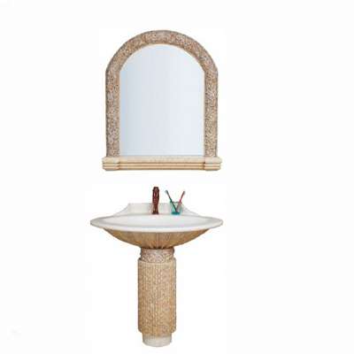 Artistic and antique style Resin pedestal basin floor standing hot sale Resin bathroom cabinet made in Foshan