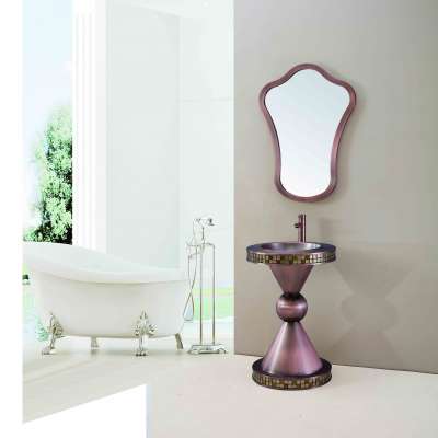 Wholesale stainless steel floor Mosaic Luxury Mirror Vanity  bathroom Waterproof Wash Basin Bathroom Cabinet with sink