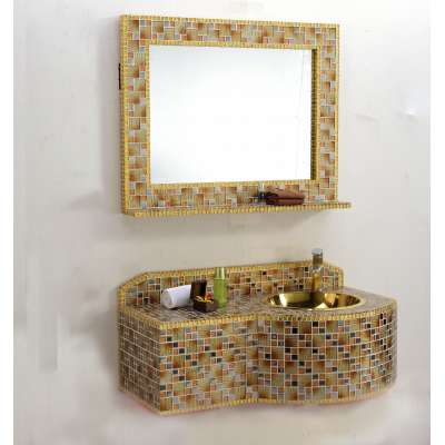 Foshan Luxury Mosaic Bathroom Cabinet Basin Vanity unit Mirror Cabinets